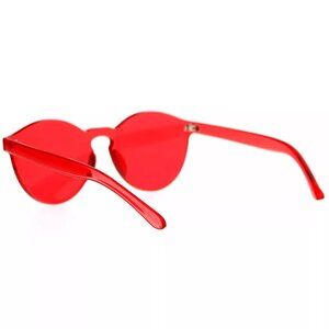UV400 Rimless Flat Lens Sunglasses One Thick Translucent Round Lens Frame